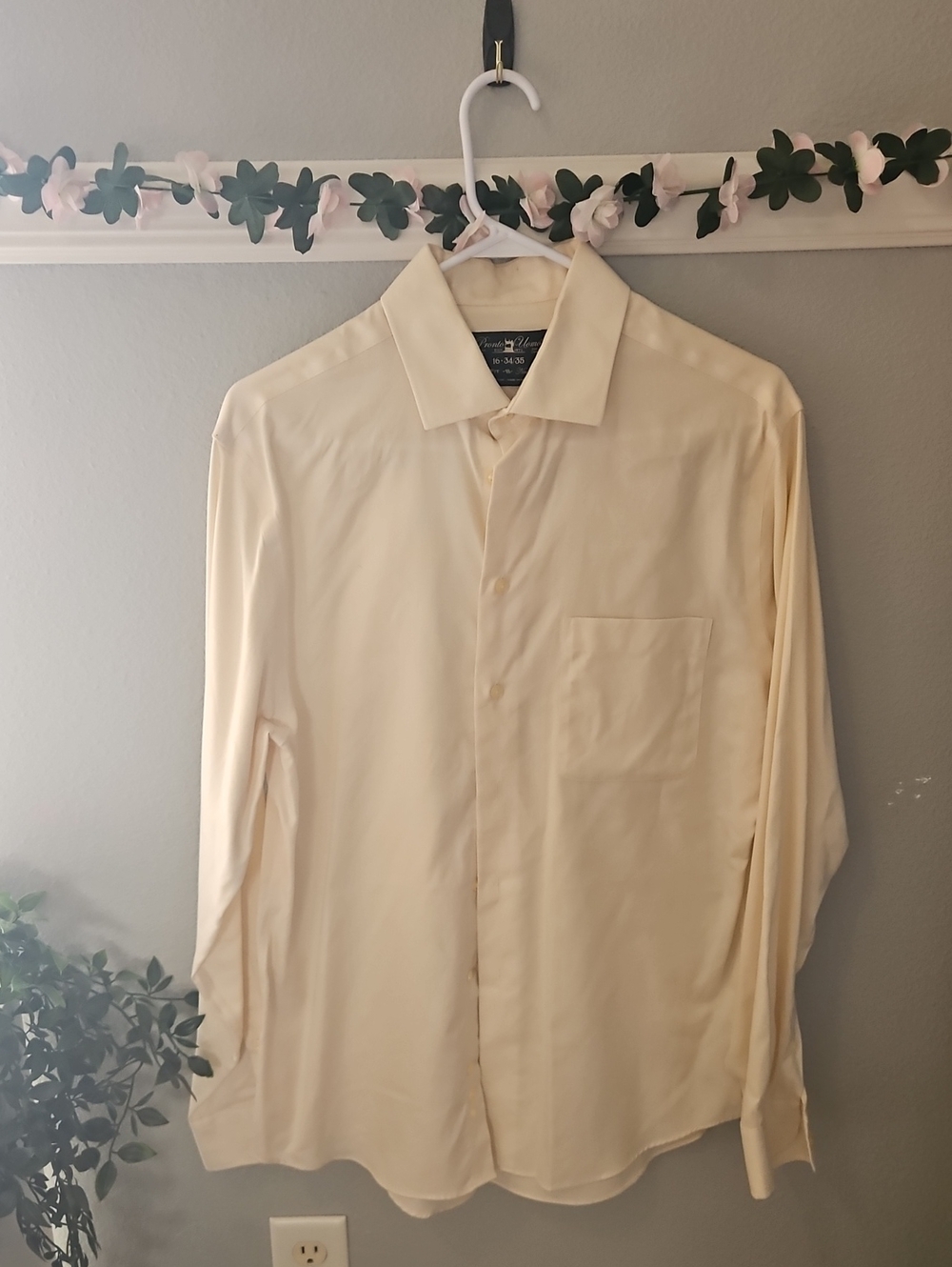 💥Pronto Uomo Cream Long-Sleeve Dress Shirt